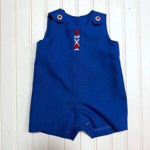 Vintage Baby Romper Blue Soldier Nutcracker One Piece Christmas 12–18 Months